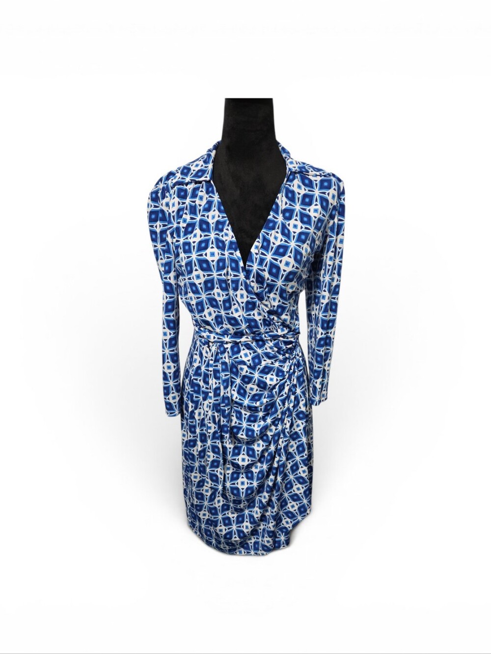 Maggy LondonBlue Geometric Wrap Dress Size 10